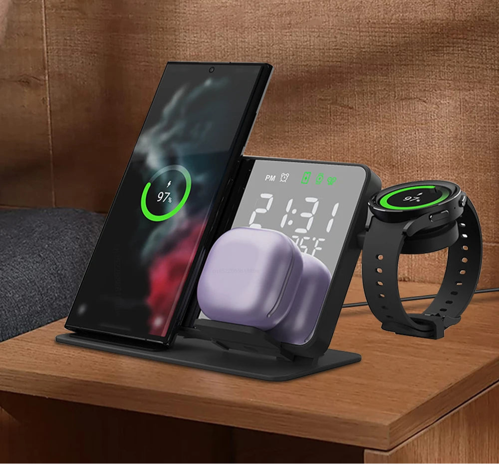 Carregadore de Indução 3 em 1 Wireless Carga Rápida - Nuvix Hub