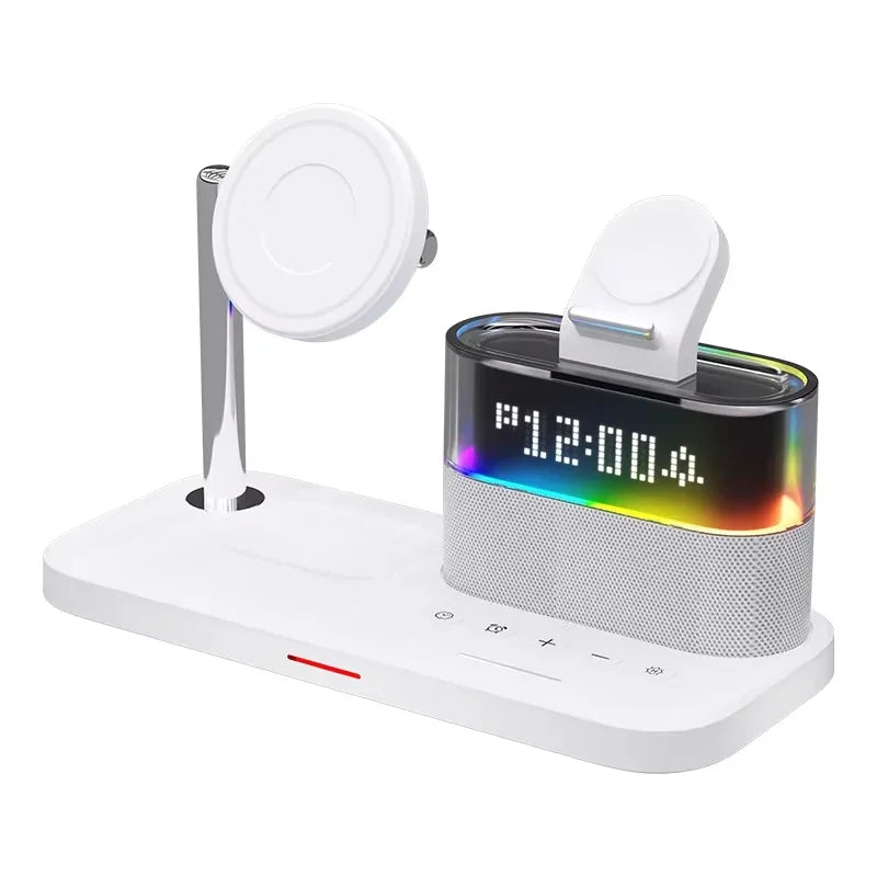 Carregador 5 em 1 Magnético chager Alarme Relógio led - Nuvix Hub